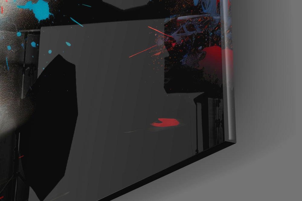 Bull panel catching lamp light to reveal its cinematic glow