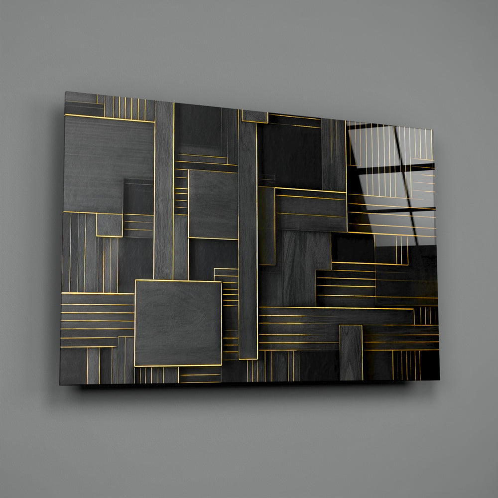 Rectangles close-up showing slate blocks and gold linework
