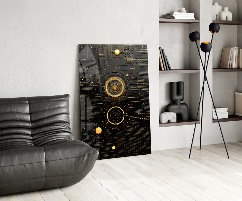 Ancient Sky glass print enhancing a den with statement firepower
