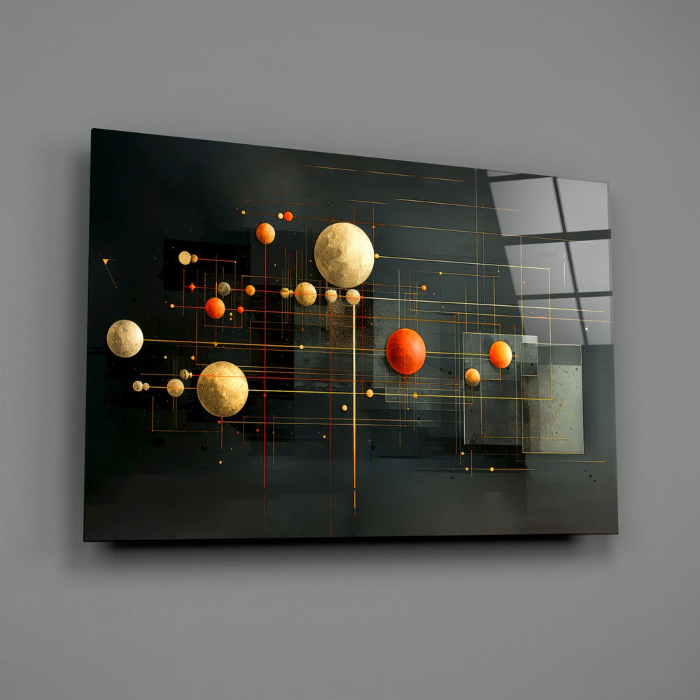 Planets close-up showing gold planets and orbital lines