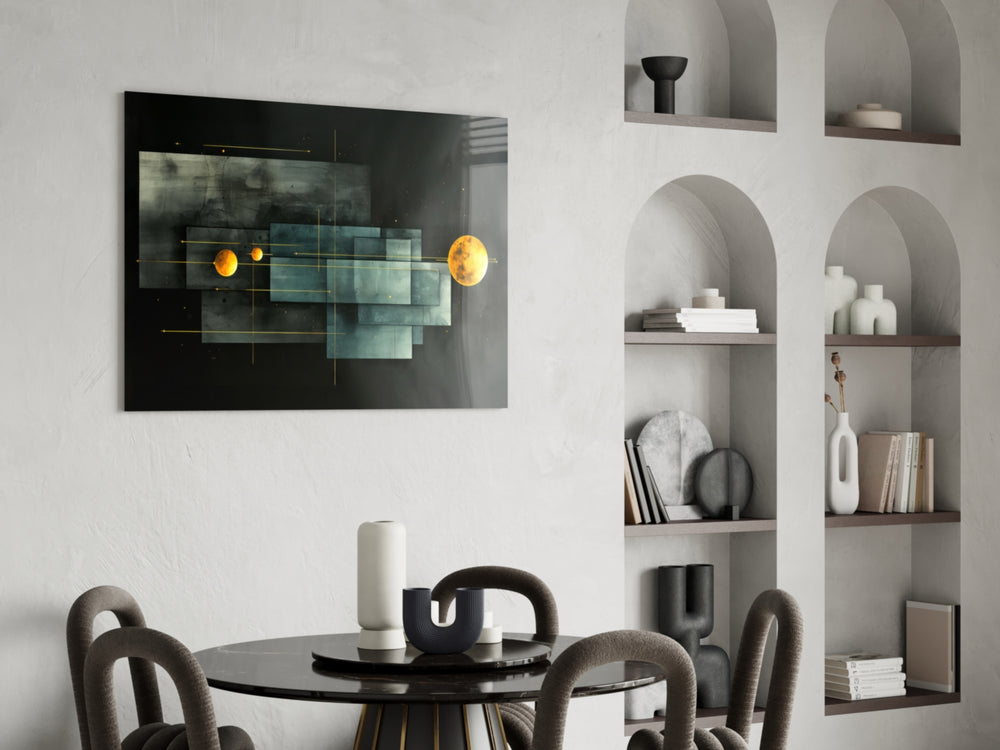 Planet Race glass print enhancing a den with statement firepower