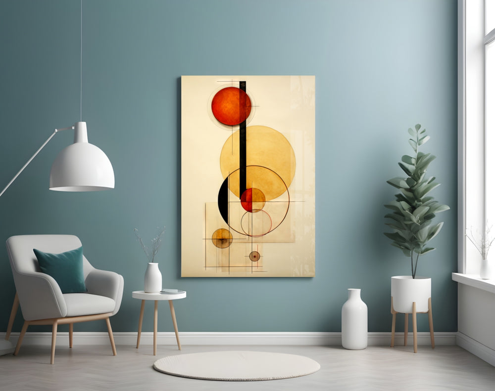 Circles panel adding editorial flair to a hallway