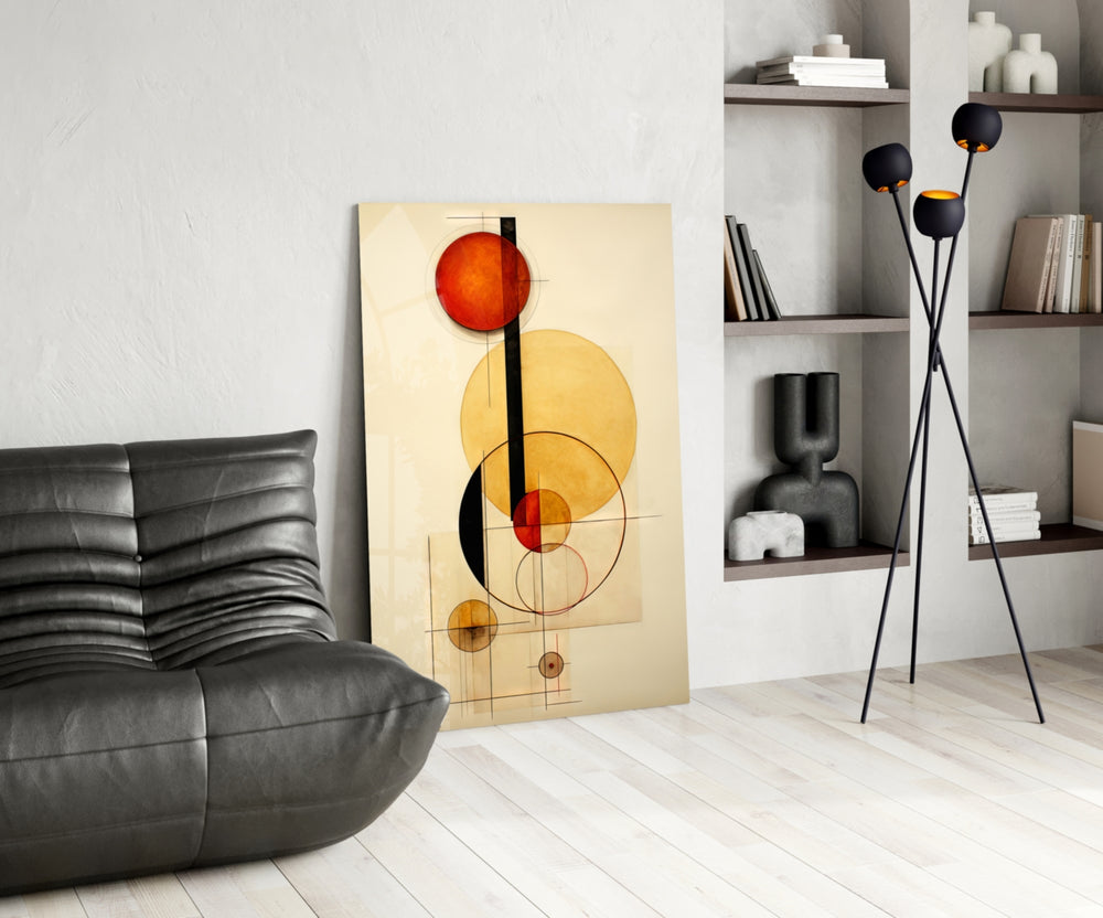 Circles glass print enhancing a den with statement firepower