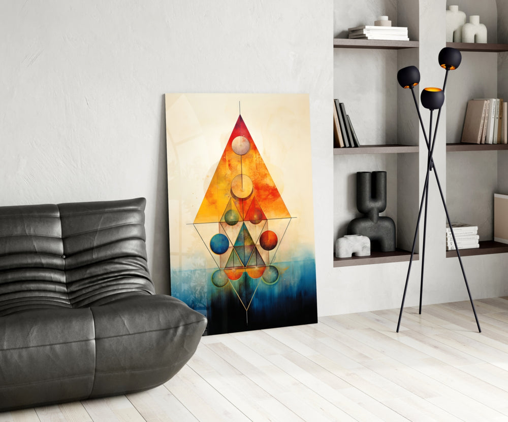 Harmony of Shapes glass print enhancing a foyer with statement firepower