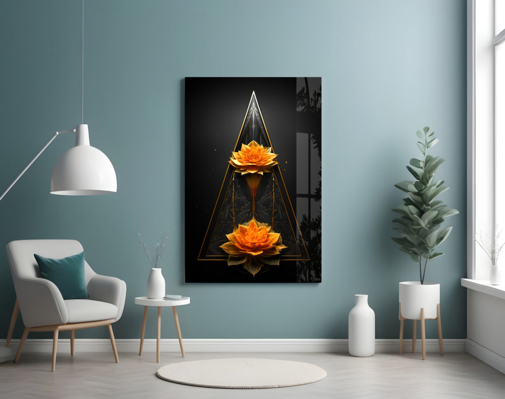 Lotus panel adding editorial flair to a hallway