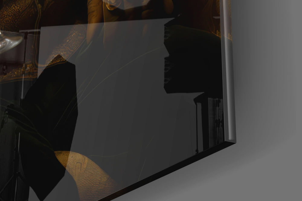 Gentleman Bear panel catching lamp light to reveal its cinematic glow