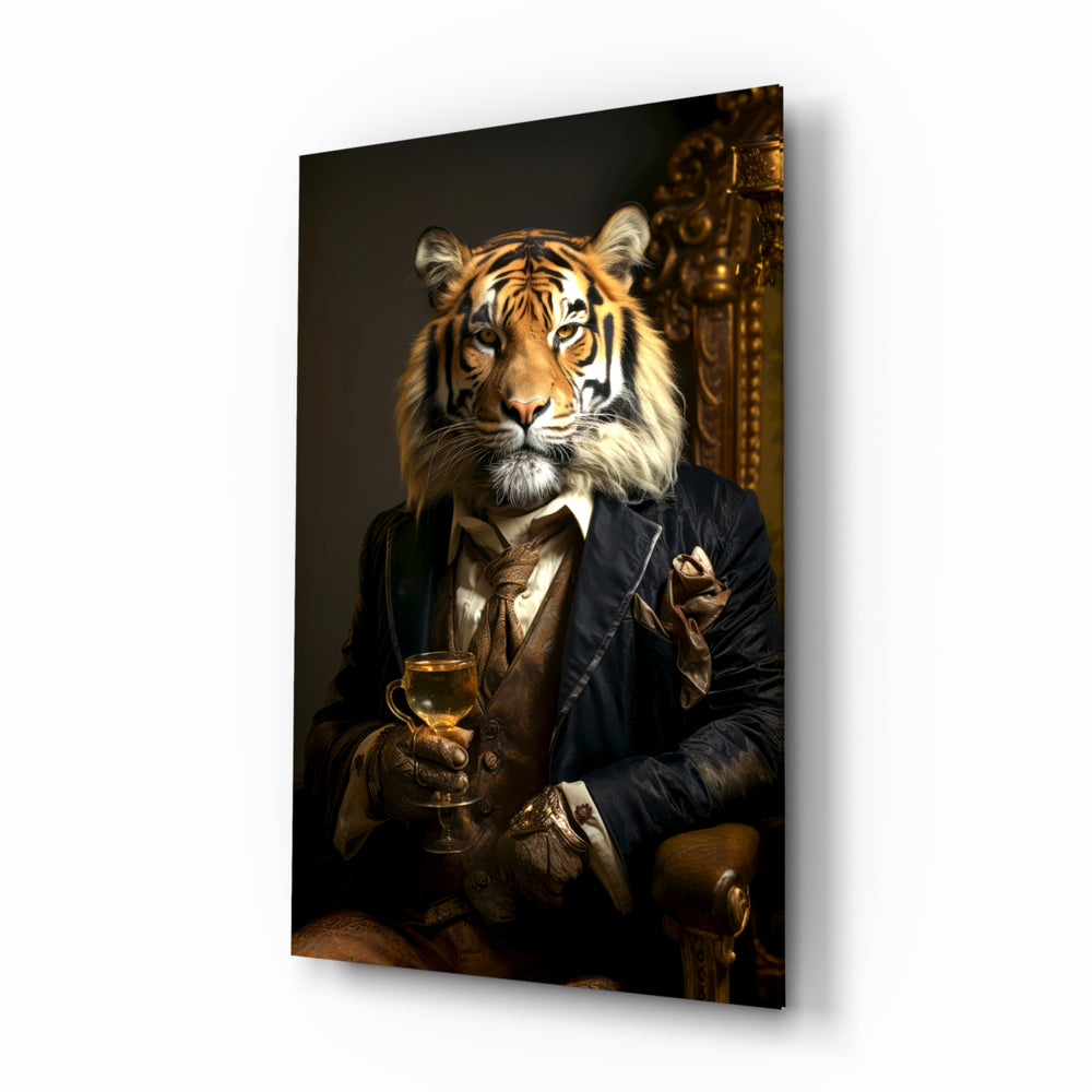 Vintage-portrait panel bringing dapper glow to a study