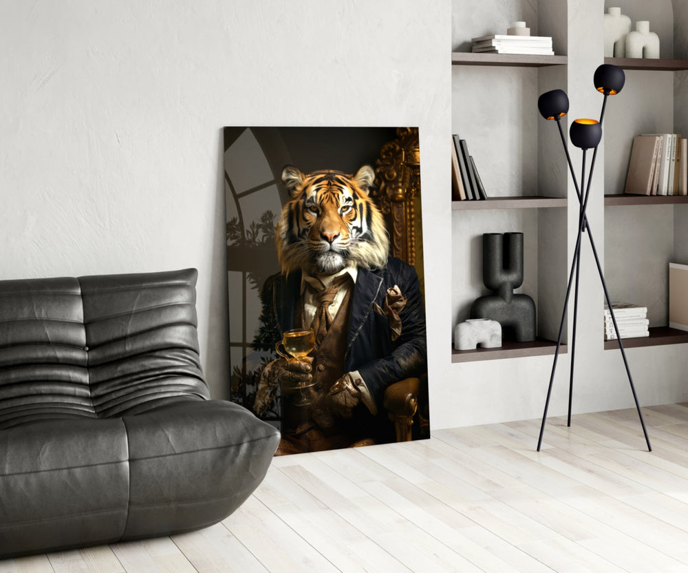 Gentleman glass print enhancing a den with quirky firepower