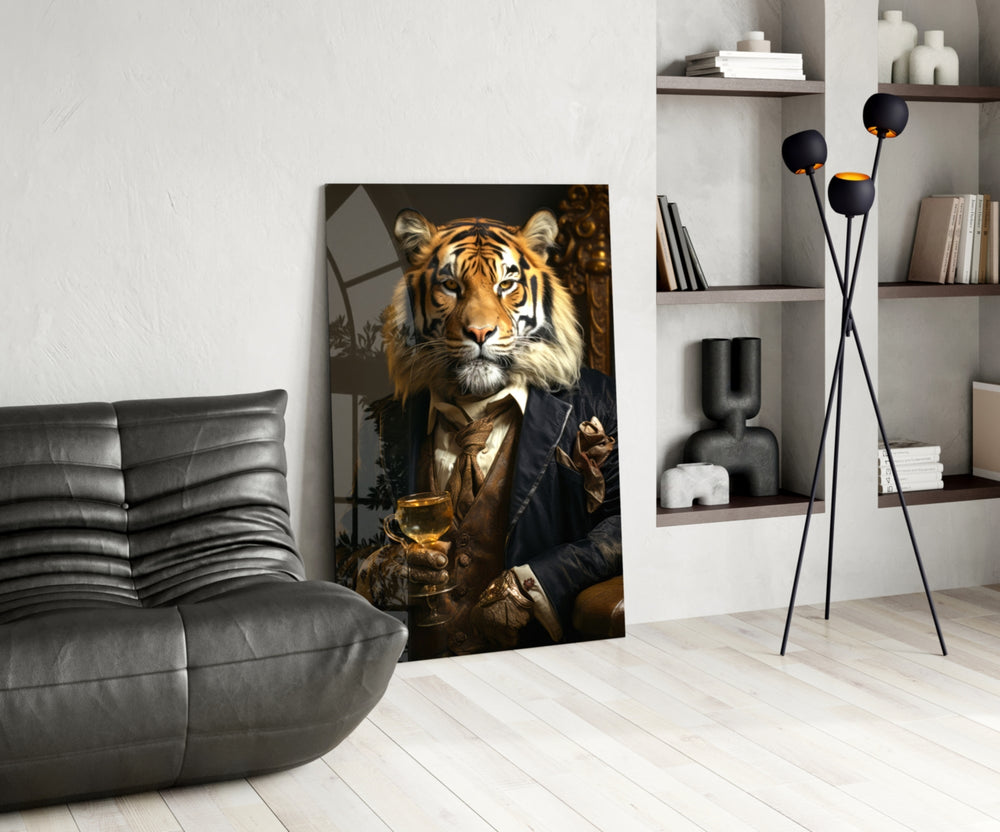 Gentleman glass print enhancing a den with quirky firepower
