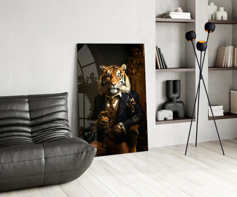Gentleman glass print enhancing a den with quirky firepower