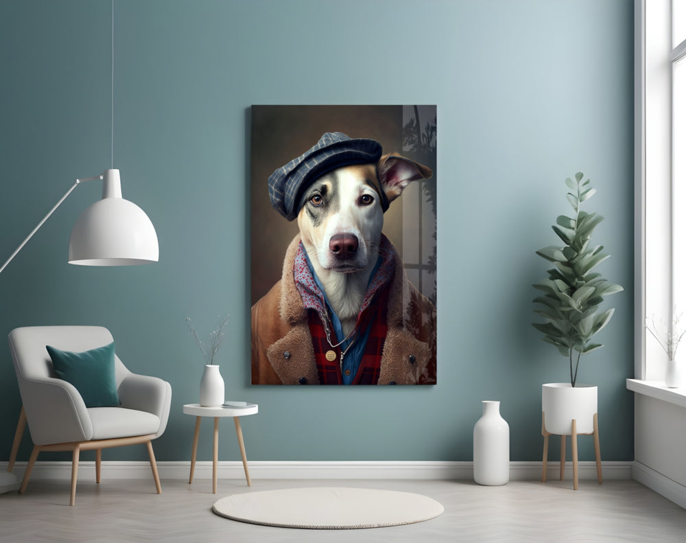 Dog Vogue panel adding editorial drama to a hallway