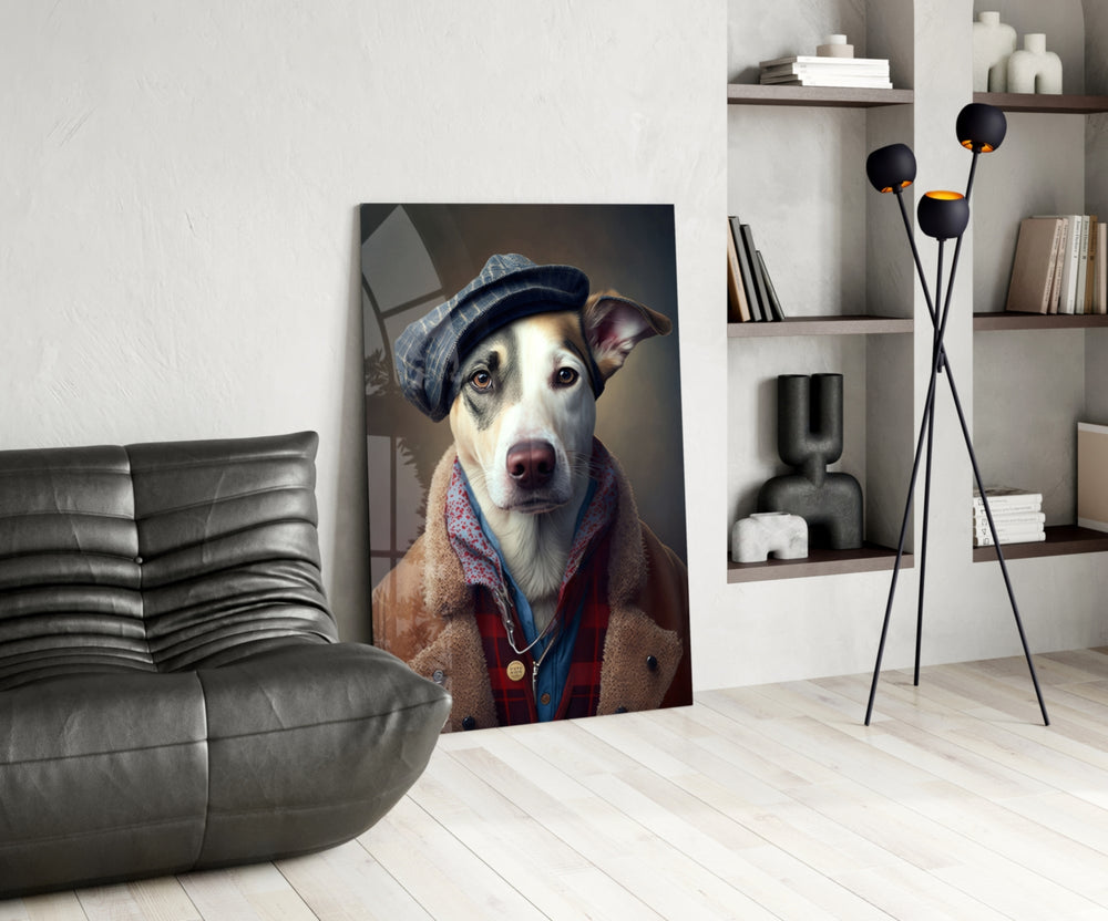 Dog Vogue glass print enhancing a den with quirky firepower