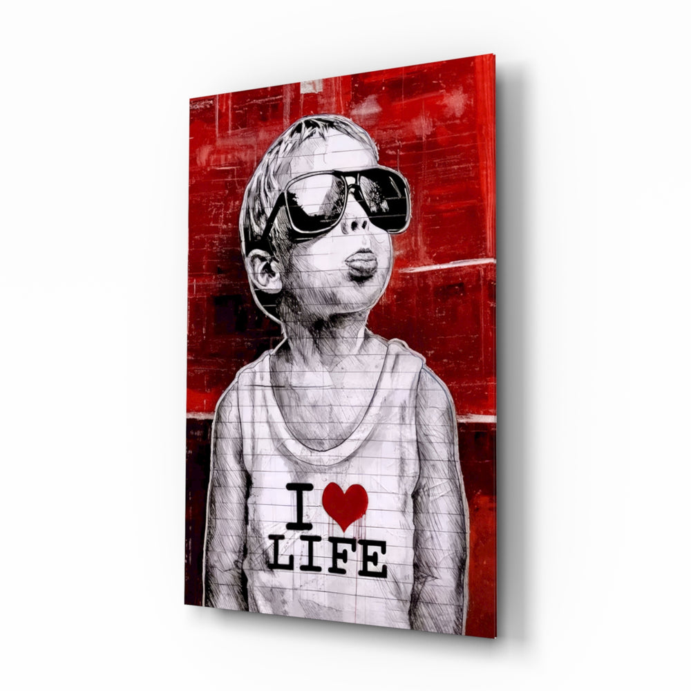 Stencil-graffiti panel bringing street-art glow to a teen den