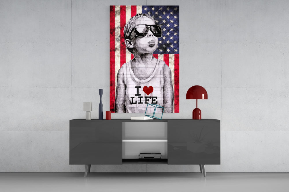 I Love Life Glass Wall Art || Designer Collection.