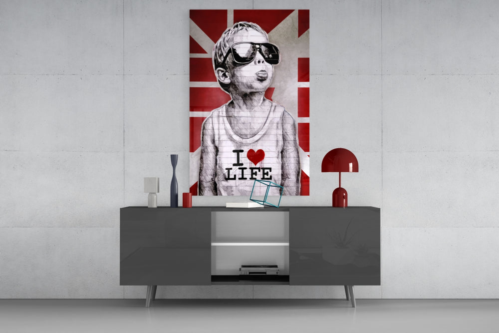 I Love Life Glass Wall Art || Designer Collection.