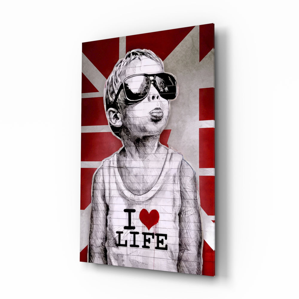 Stencil-graffiti panel bringing British-pop glow to a teen den