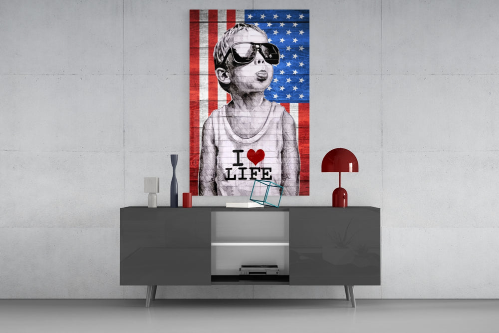 I Love Life Glass Wall Art || Designer Collection.