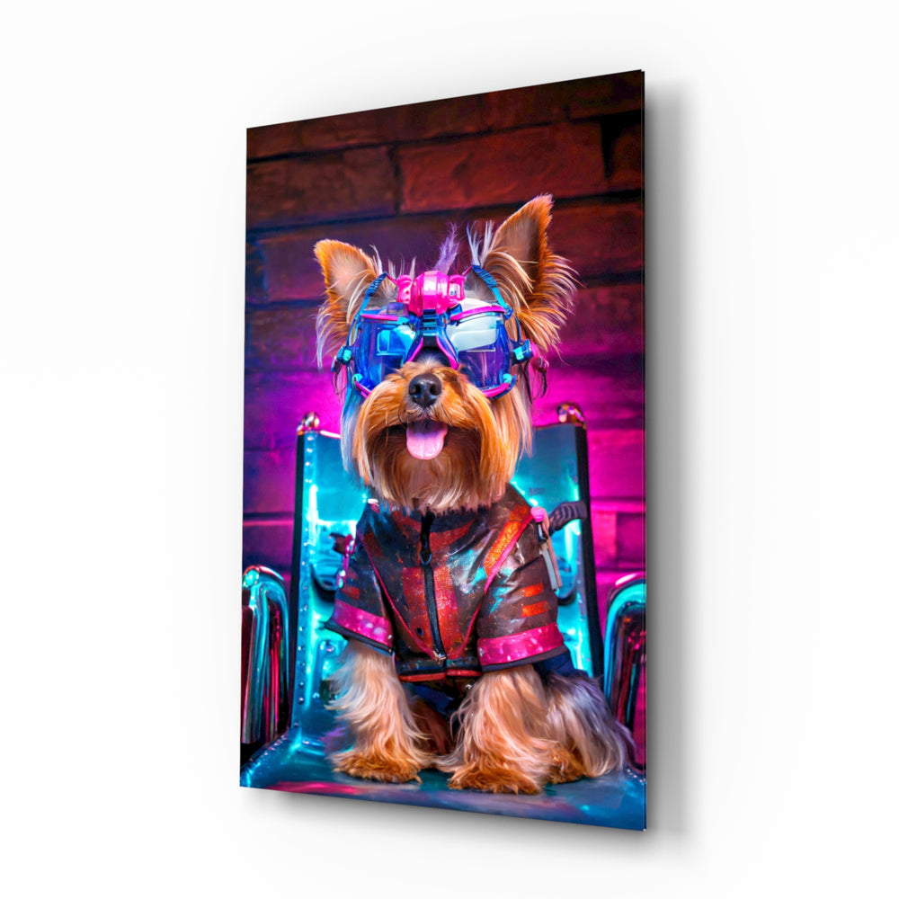 Cyberpunk-portrait panel bringing neon glow to a teen den