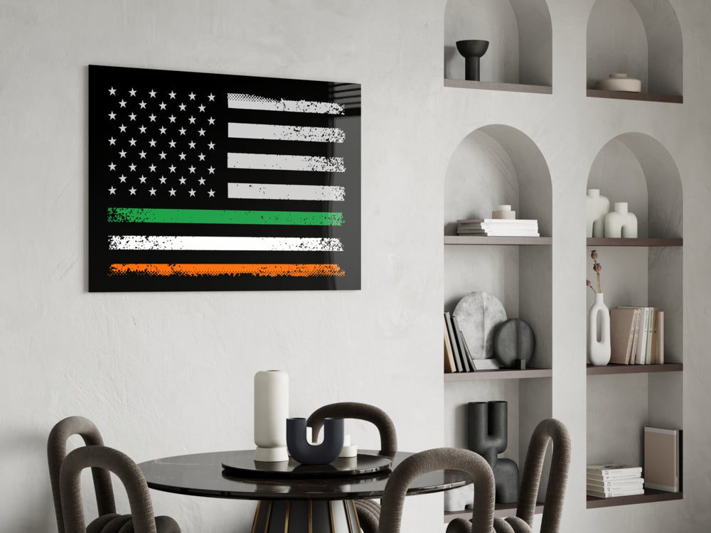 USA Ireland Flag glass print enhancing a study with patriotic firepower