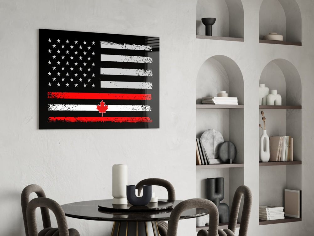 USA Canada Flag glass print enhancing a study with patriotic firepower
