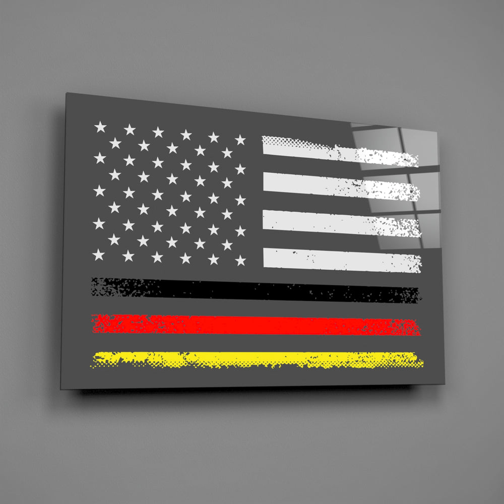 USA Germany Flag close-up showing scarlet-and-gold stripes