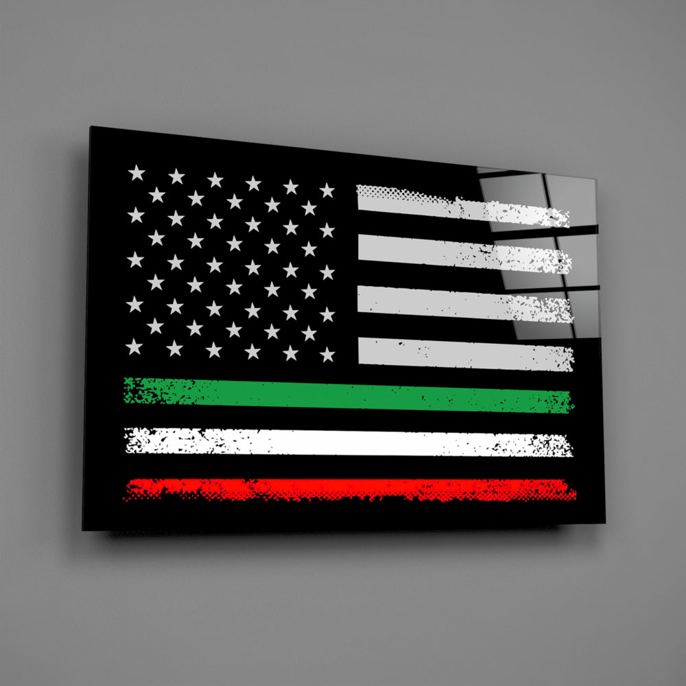 USA Italia Flag close-up showing green-and-scarlet stripes