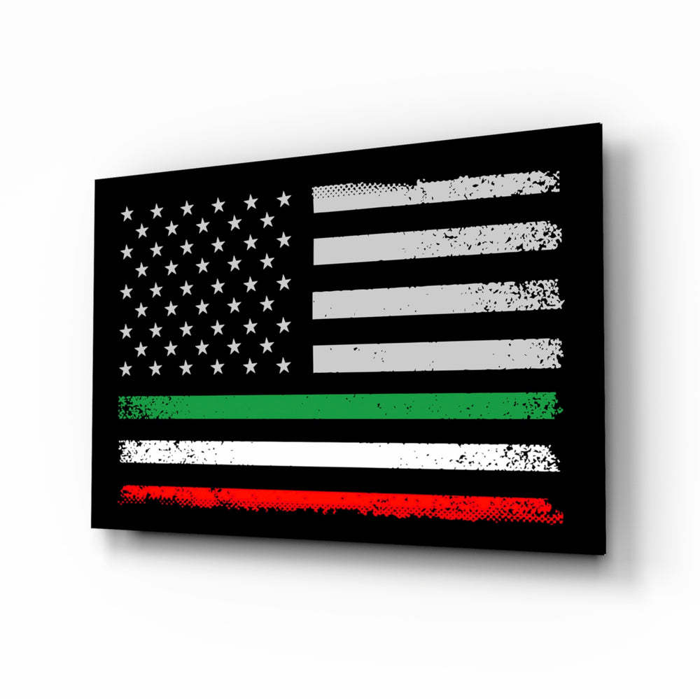 Flag-fusion panel bringing patriotic glow to a home bar