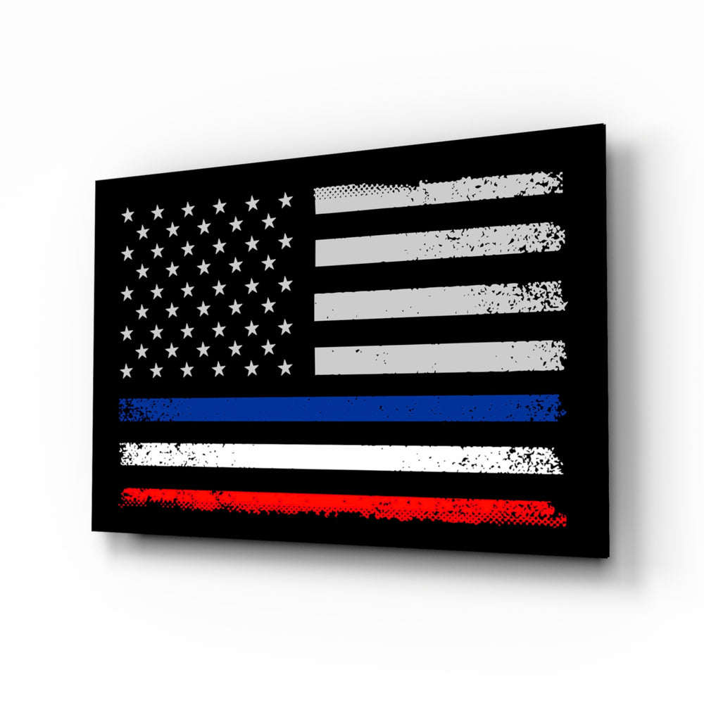 Flag-fusion panel bringing patriotic glow to a home bar