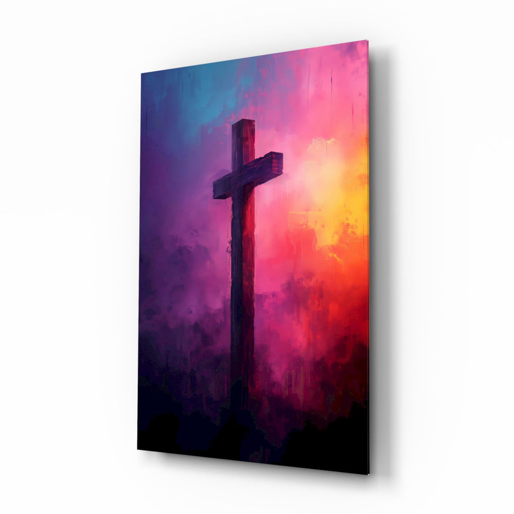 Painterly-spiritual panel bringing dreamy glow to a chapel room