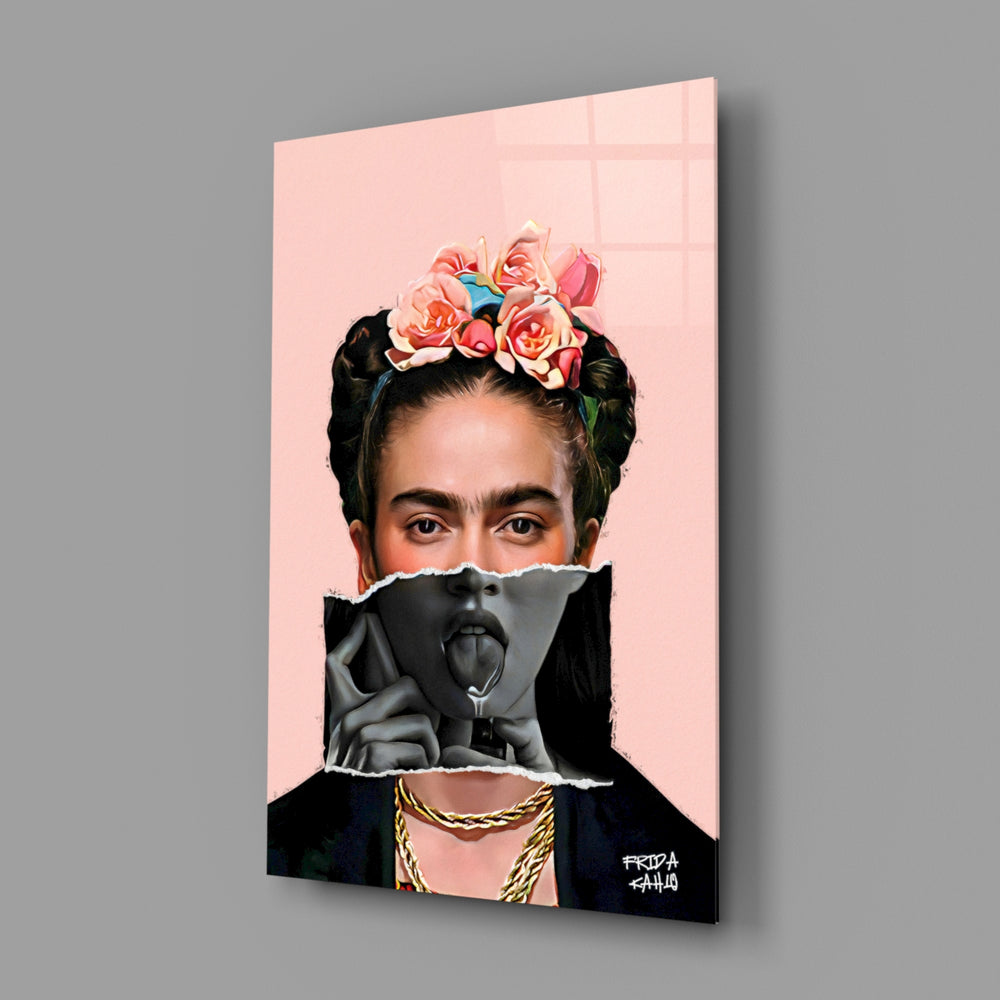 Contemporary Kahlo close-up showing chrome bandana and flower crown