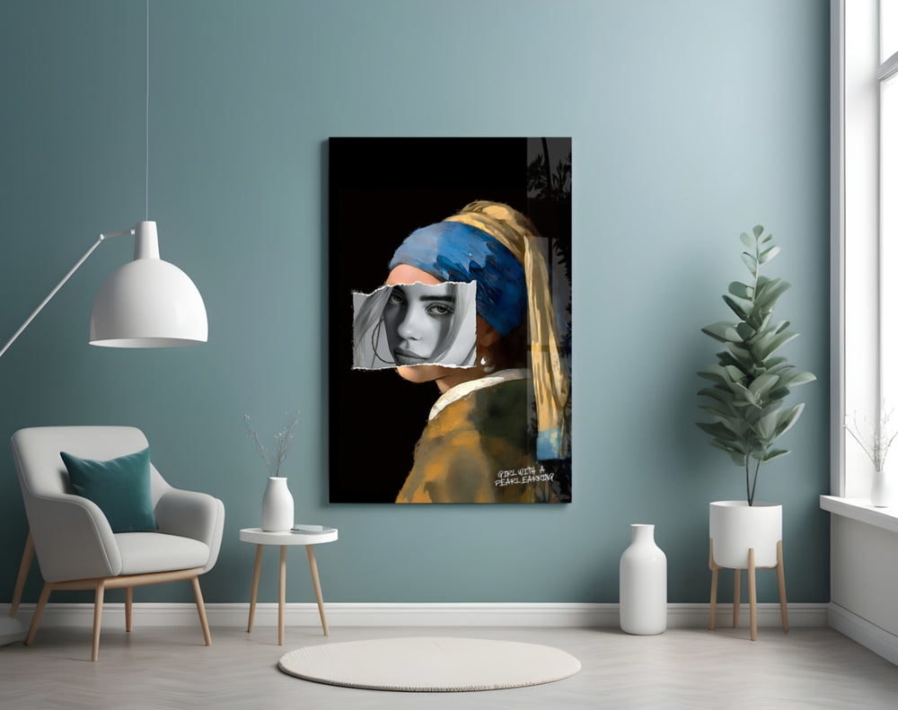 Contemporary Girl with a Pearl Earring panel adding editorial flair to a hallway