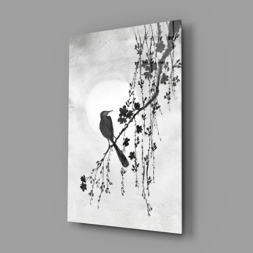 Bird on the Branch close-up showing songbird and cherry blossom branch