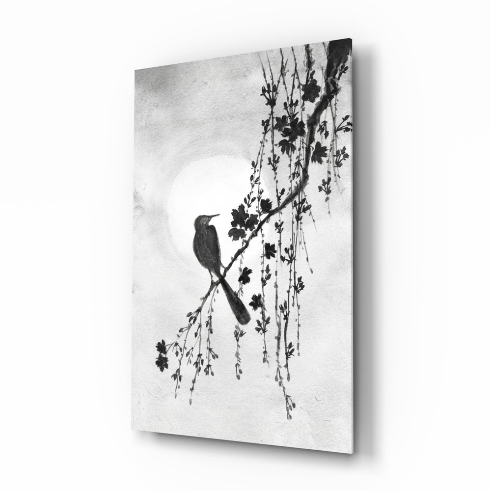 Sumi-e panel bringing calm glow to a tea room