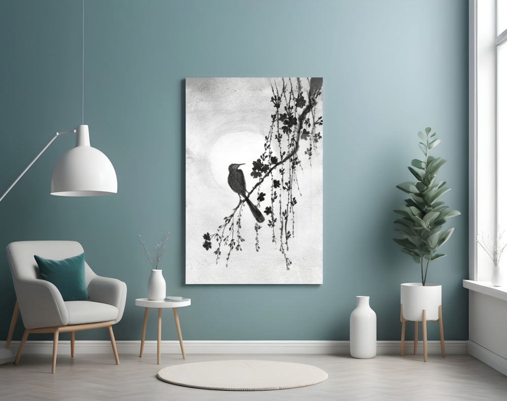 Bird on the Branch panel adding editorial flair to a hallway