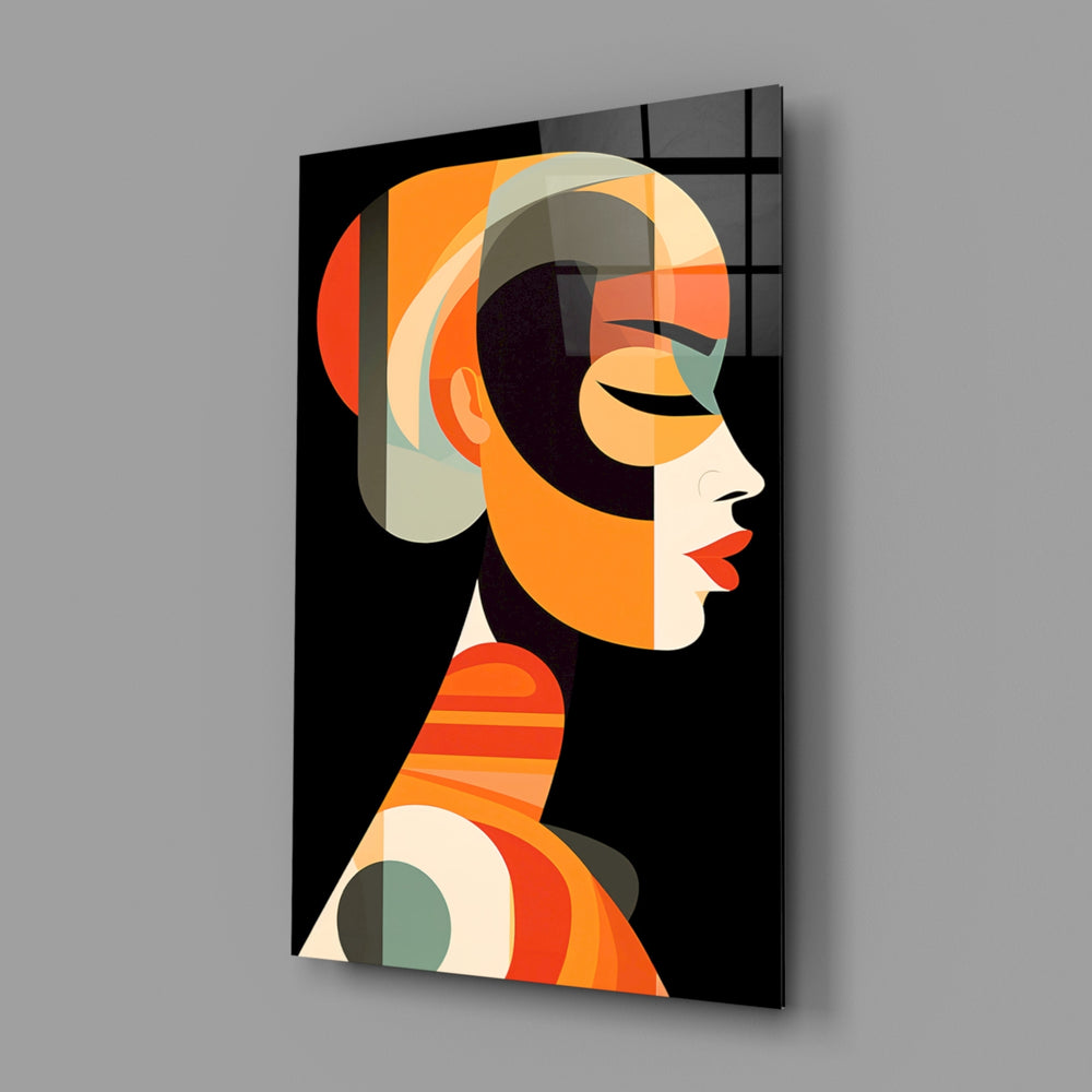 She close-up showing stylized profile in flat color-block