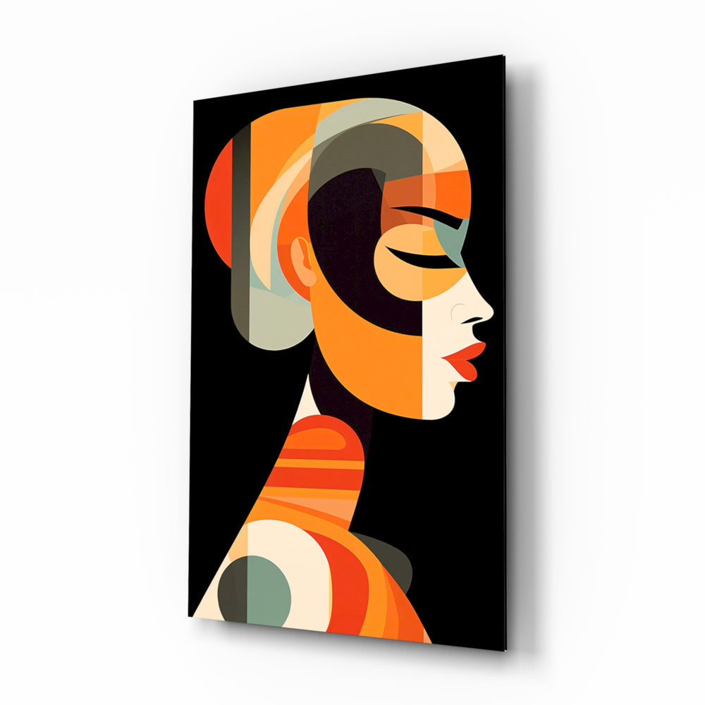Mid-century-modernist panel bringing refined glow to a powder room