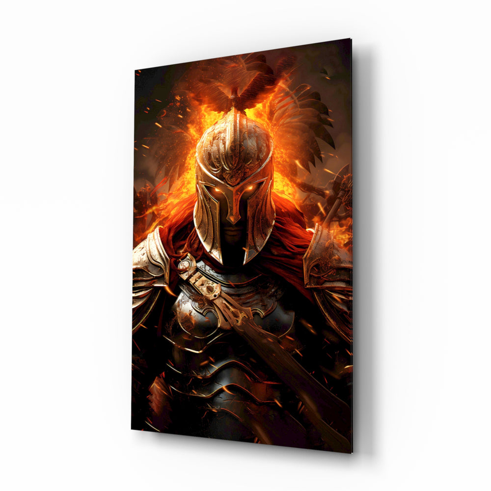 Cinematic-fantasy panel bringing fire glow to a media room