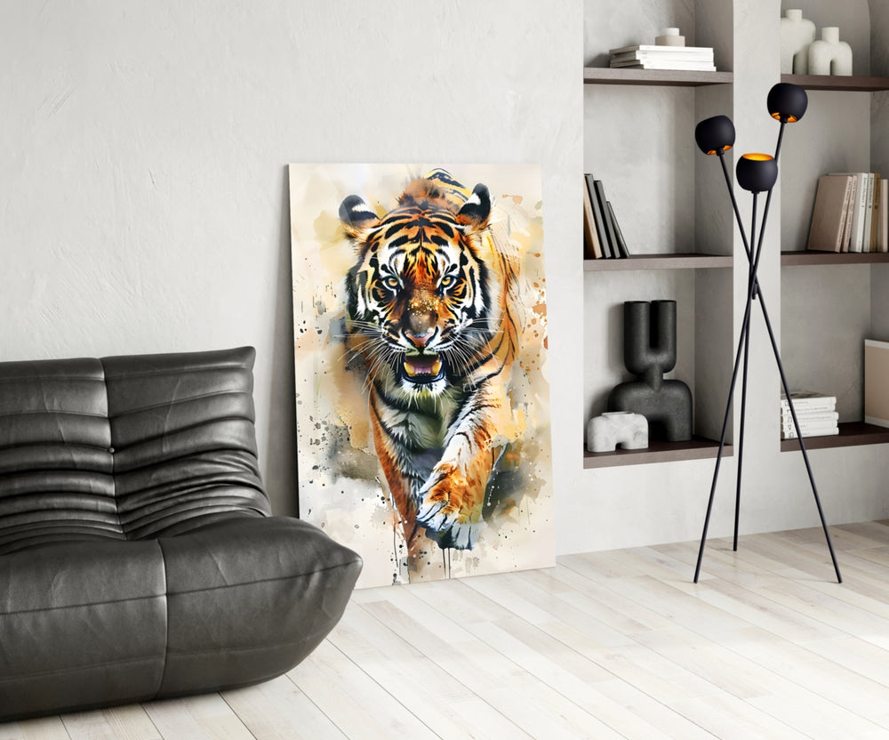 Tiger glass print enhancing a den with statement firepower