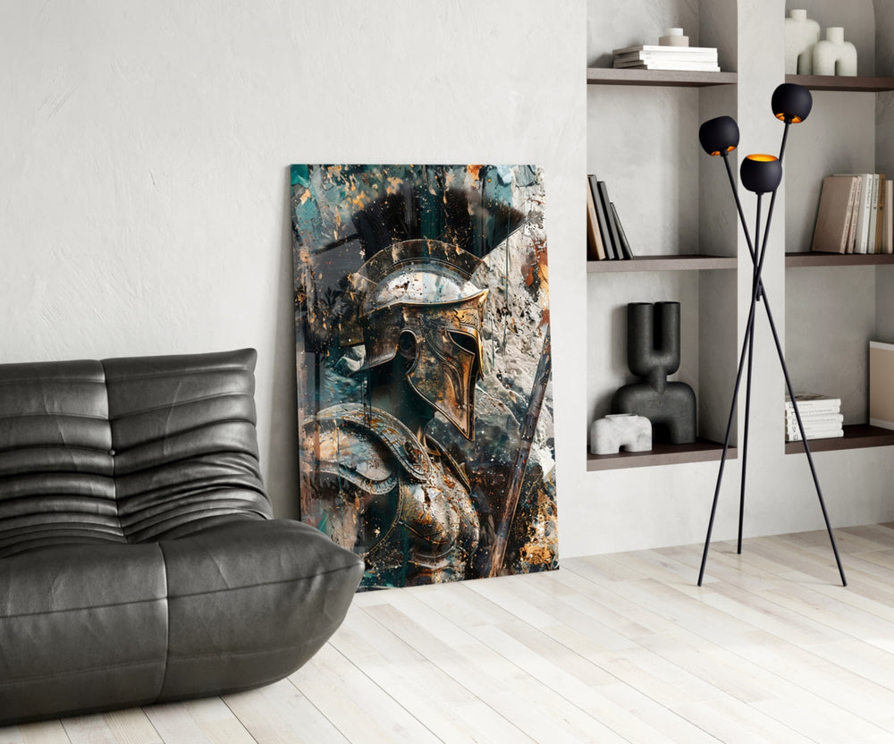 Gladiator glass print enhancing a den with statement firepower