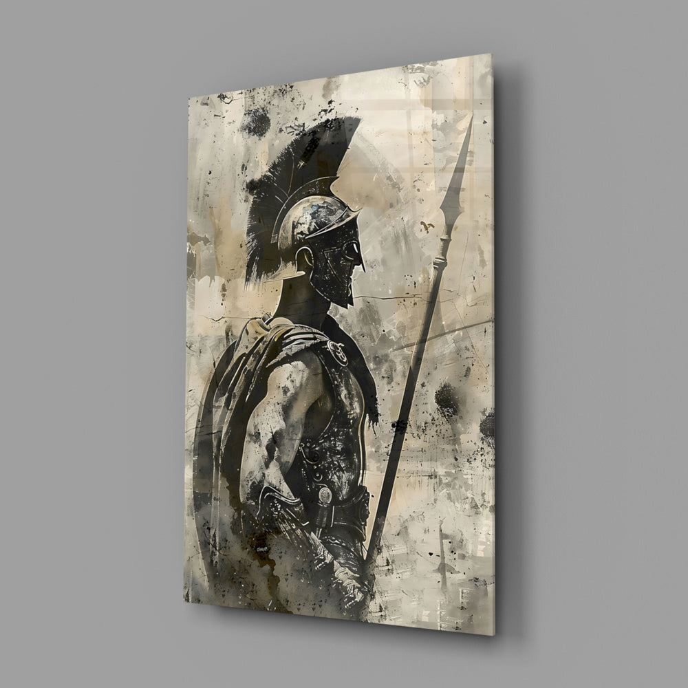 Gladiator close-up showing Roman warrior with spear