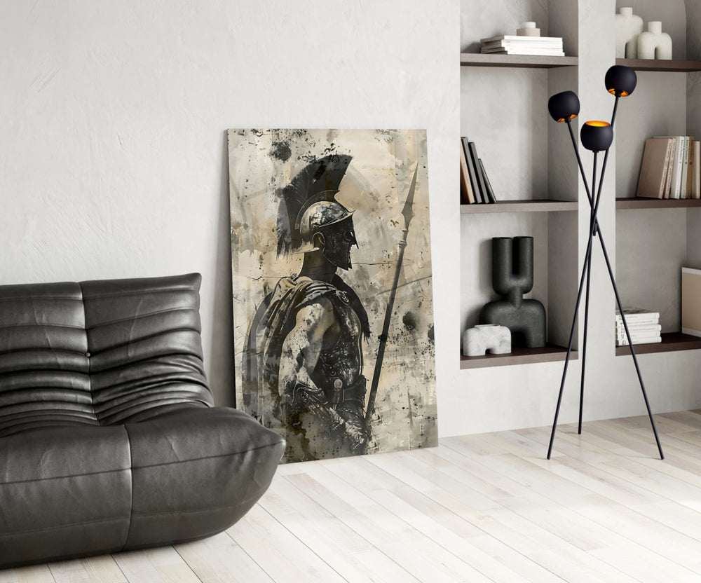 Gladiator glass print enhancing a den with statement firepower