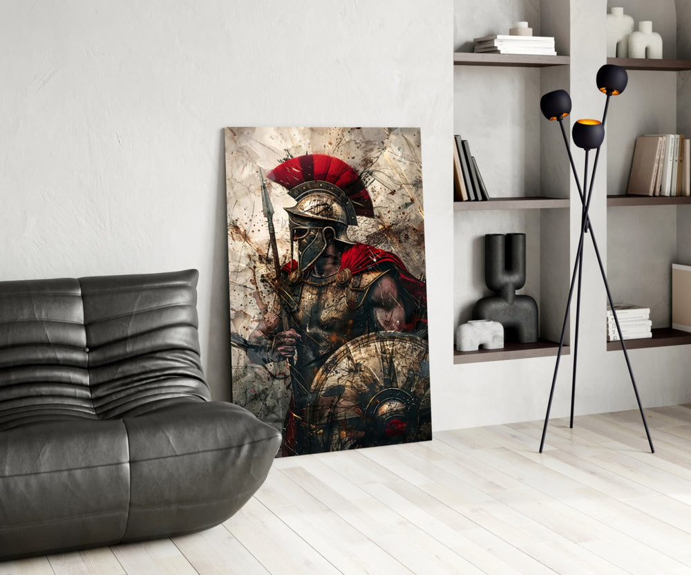 Gladiator glass print enhancing a den with statement firepower