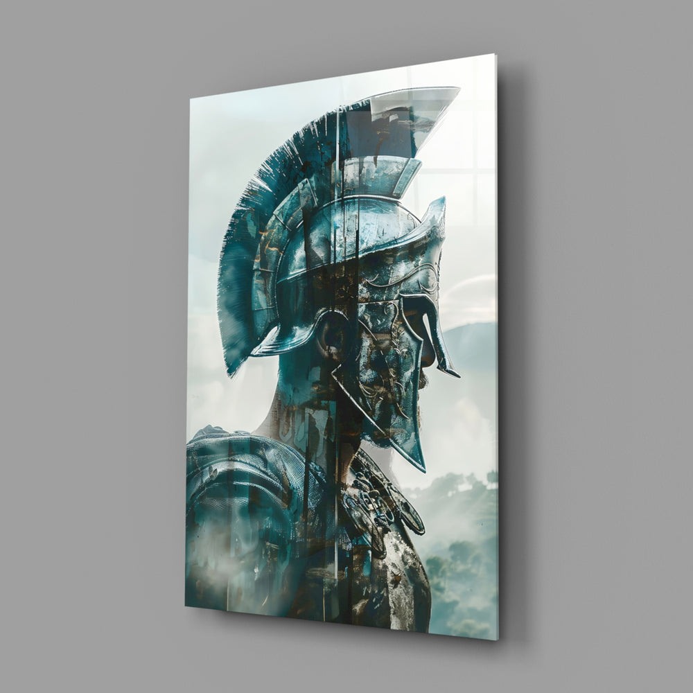 Gladiator close-up showing profile in foggy battlefield