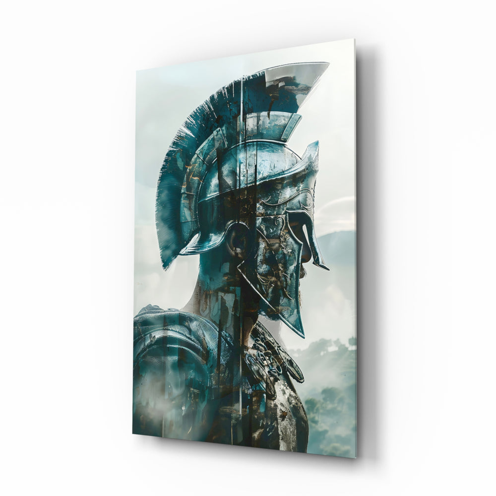 Cinematic-painterly panel bringing warrior glow to a library