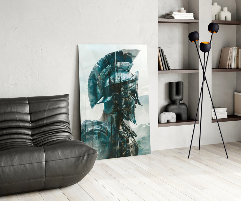 Gladiator glass print enhancing a den with statement firepower