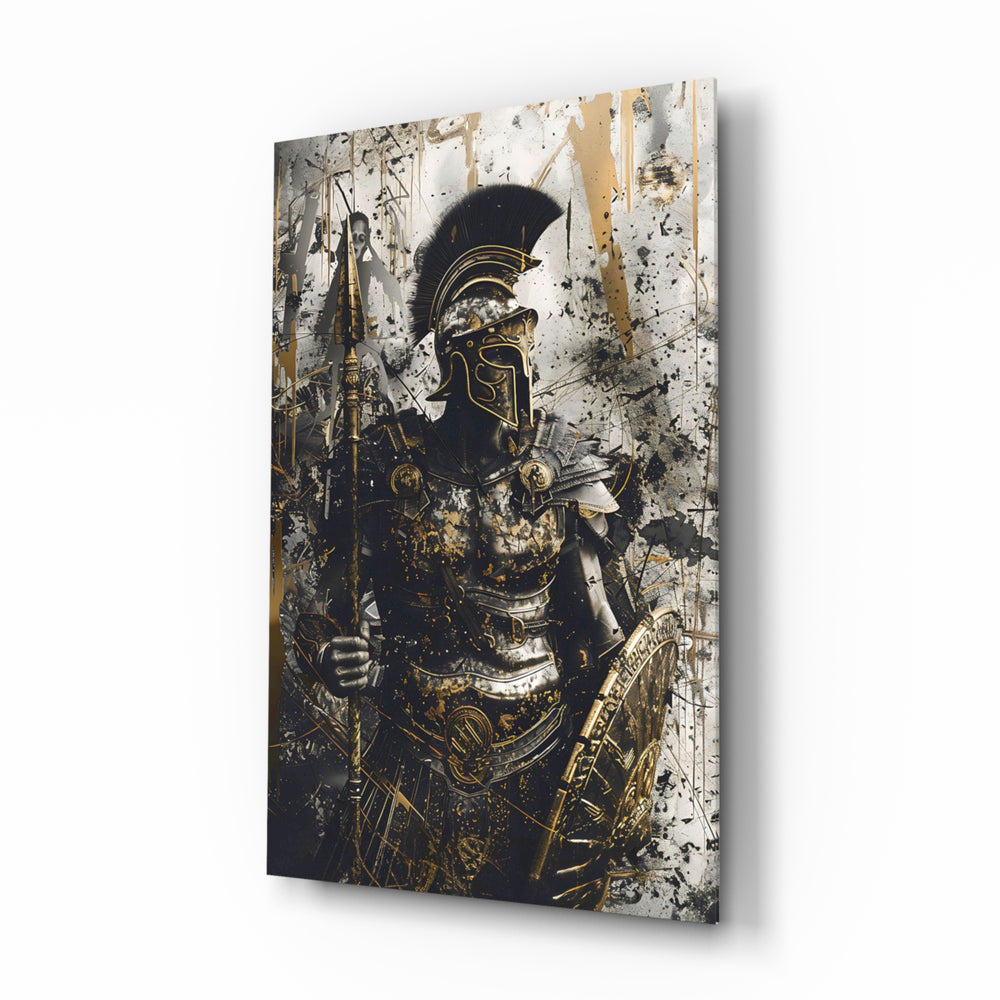 Painterly-impasto panel bringing warrior glow to a library