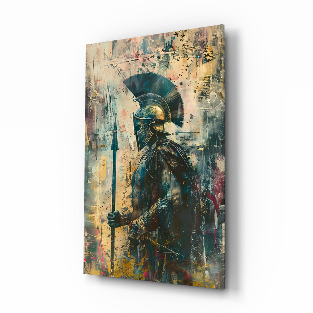 Cinematic-painterly panel bringing warrior glow to a study