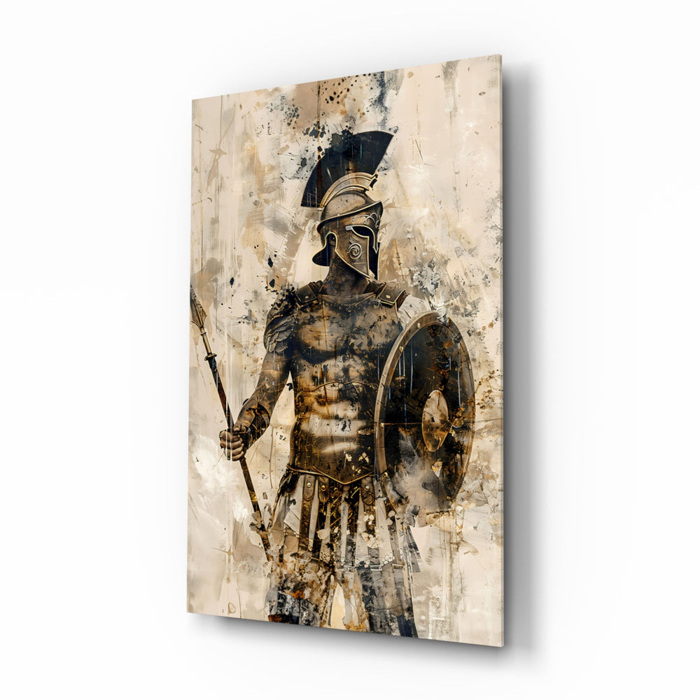 Painterly-impasto panel bringing warrior glow to a library