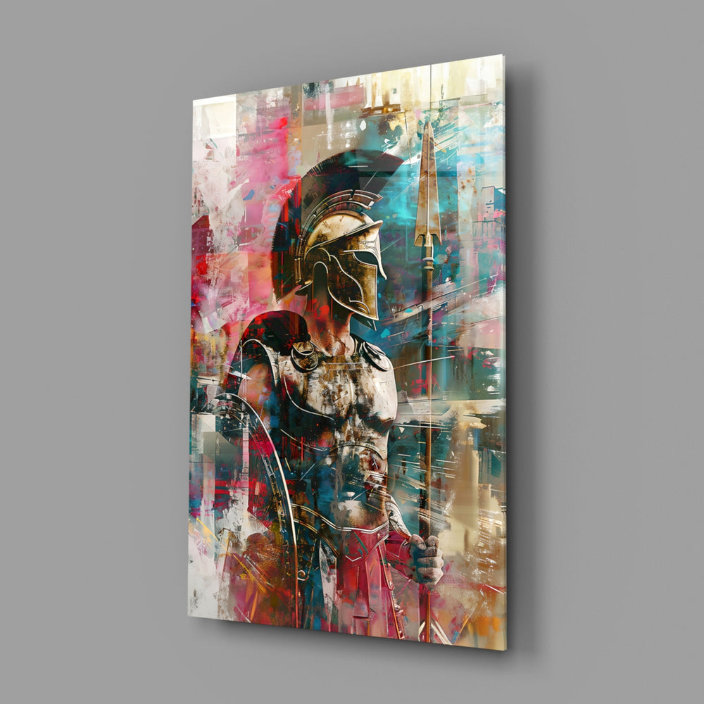 Gladiator close-up showing graffiti splash on warrior profile