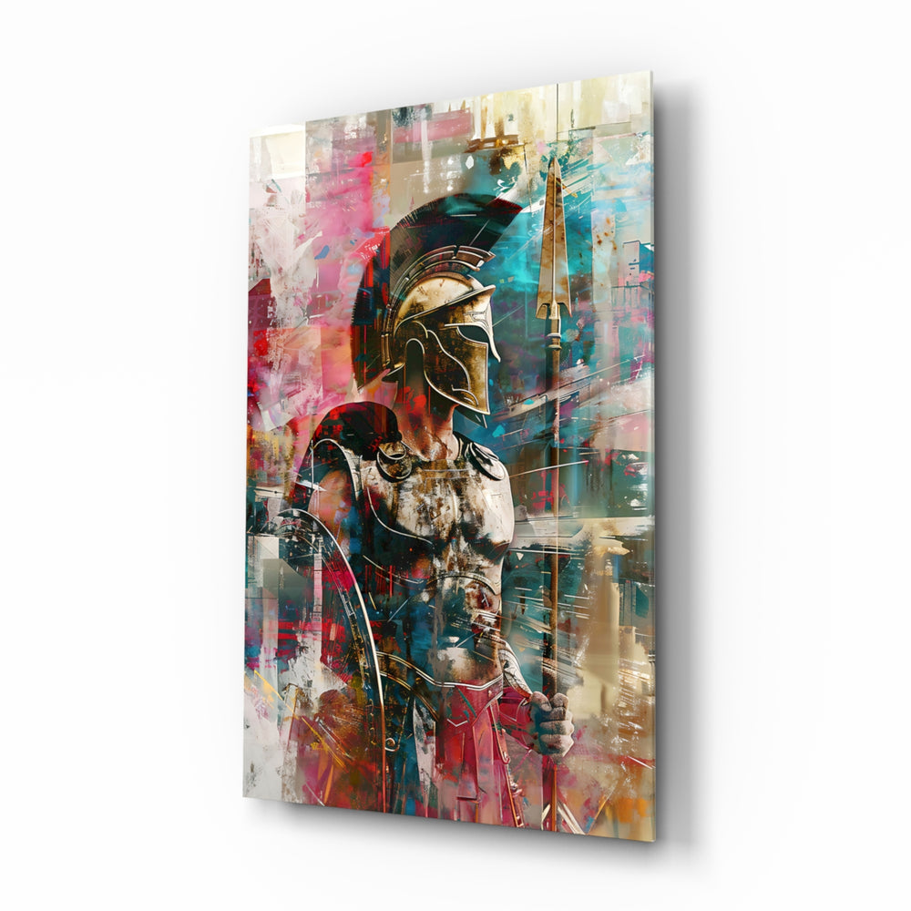 Pop-graffiti-painterly panel bringing electric glow to a media room